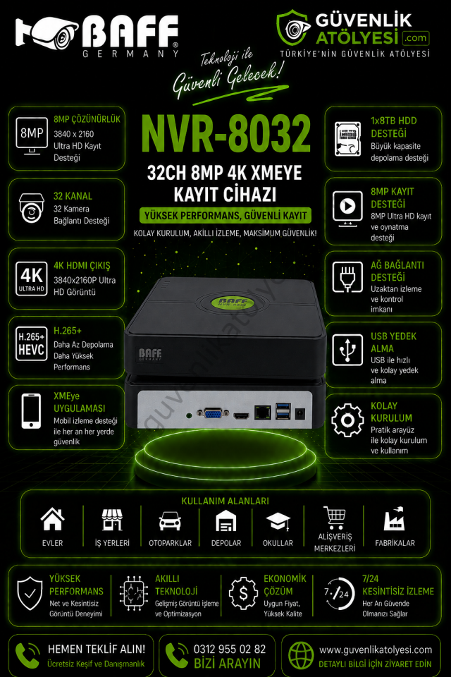 BAFF NVR-8032 32CH 8MP 4K XMEYE KAYIT CİHAZI