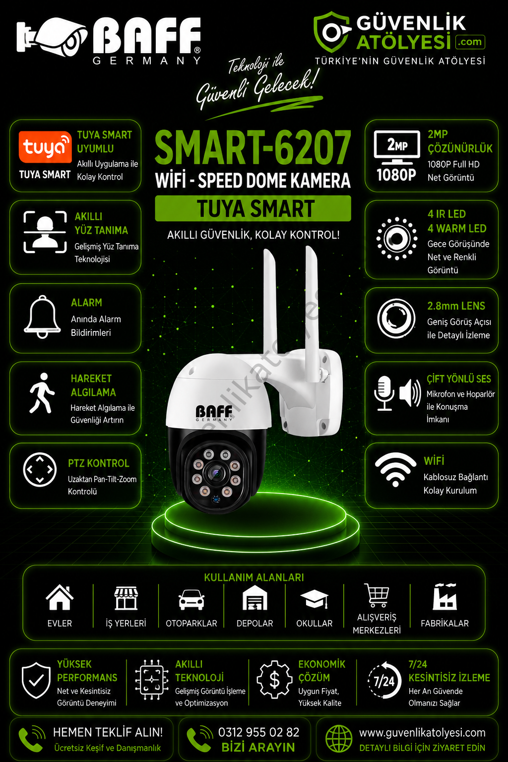 BAFF SMART-6207 WİFİ-SPEED DOME KAMERA TUYA SMART