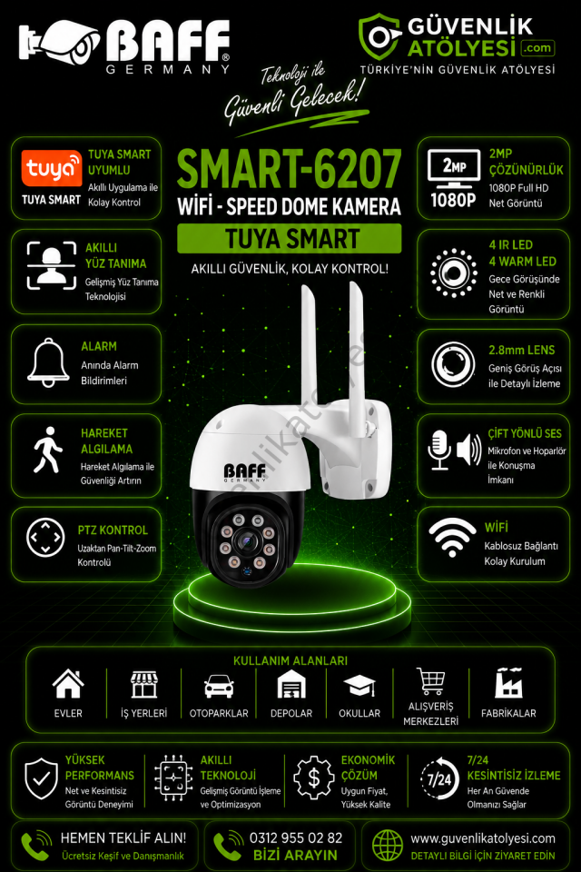 BAFF SMART-6207 WİFİ-SPEED DOME KAMERA TUYA SMART