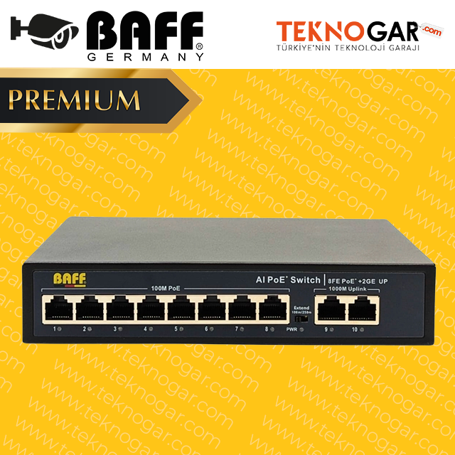 BAFF POE-2082G GIGABIT AI POE SWITCH 8 PORT (2025 SERİSİ)
