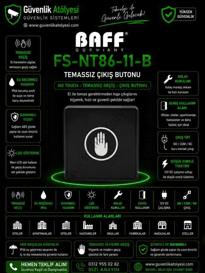 BAFF FS-NT86-11-B TEMASSIZ  ÇIKIŞ BUTONU