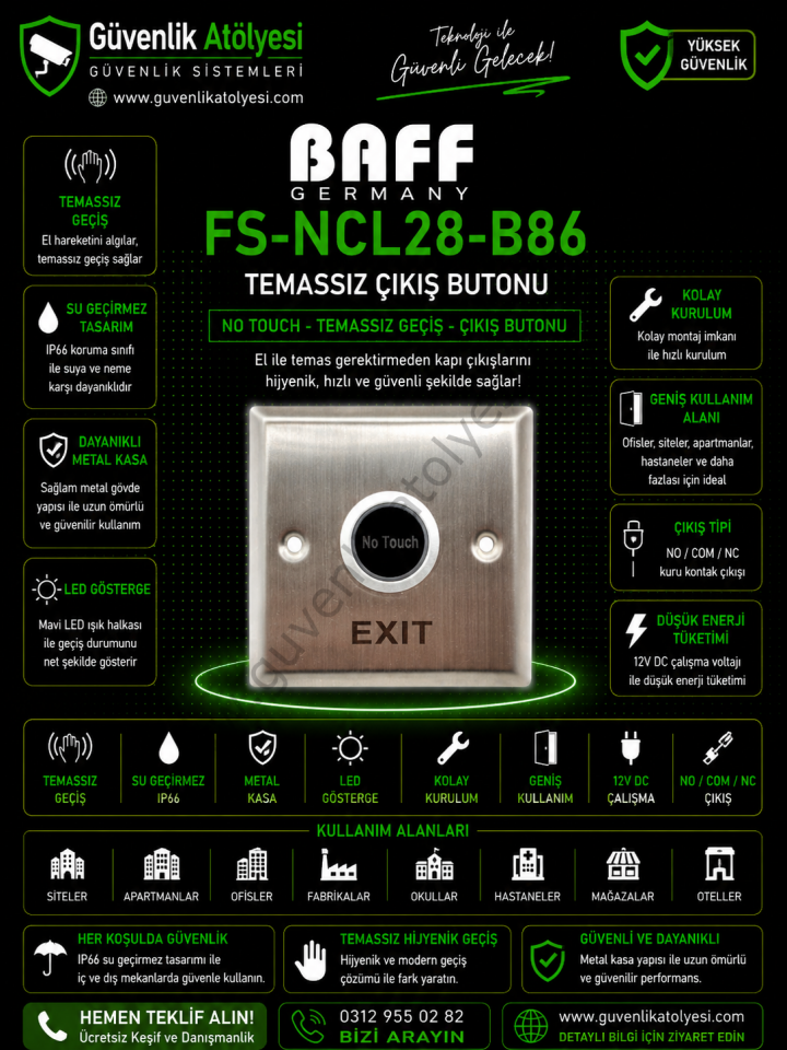 BAFF FS-NCL28-B86 TEMASSIZ ÇIKIŞ BUTONU