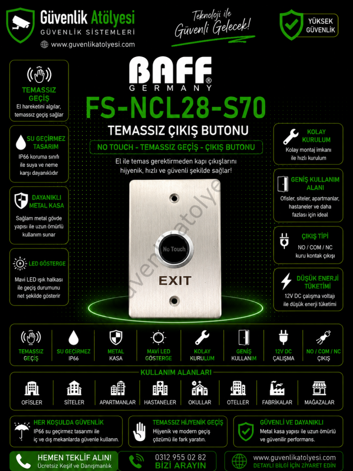 BAFF FS-NCL28-S70 TEMESSIZ ÇIKIŞ BUTONU