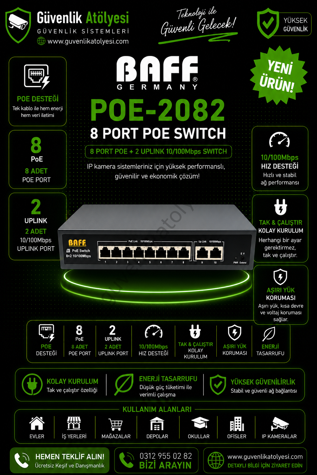 BAFF POE-2082 8 PORT POE SWITCH