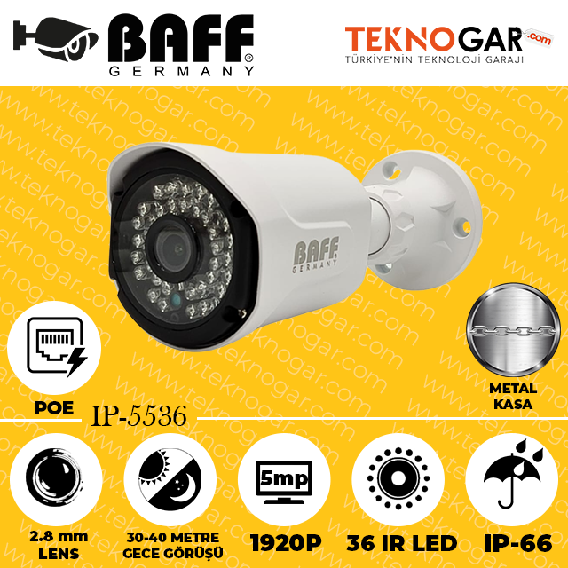 BAFF IP-5536 2.8mm 5MP 36 IR LED POE