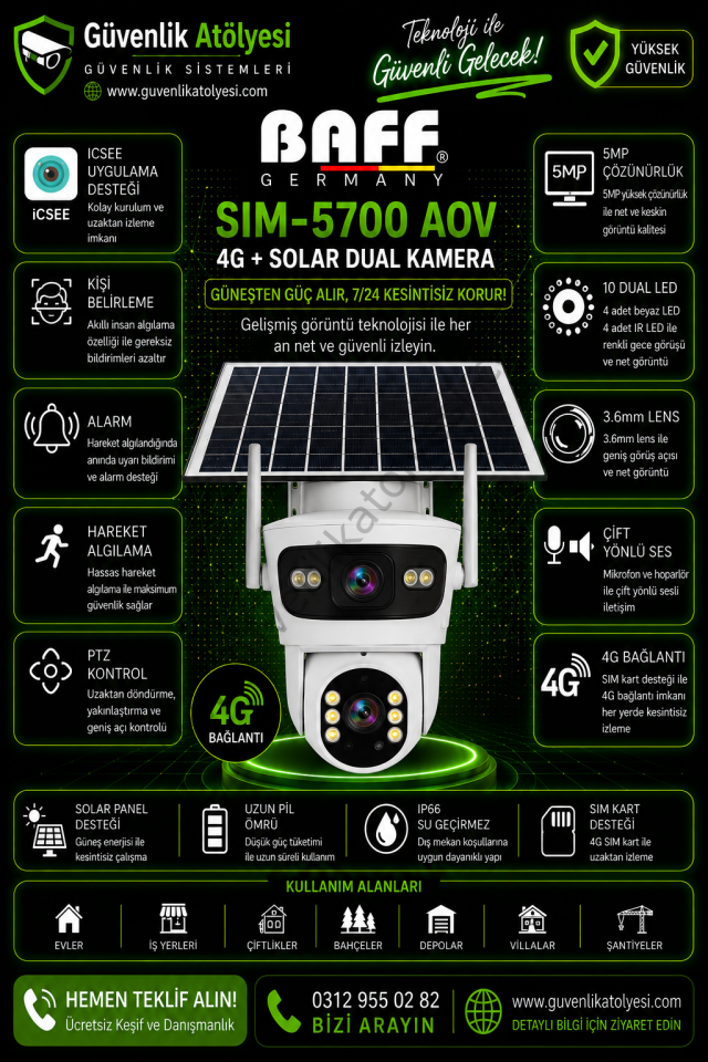 BAFF SIM-5700 AOV 4G+SOLAR ICSEE DUAL KAMERA