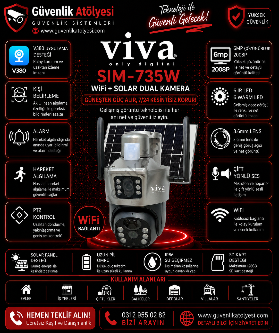 VIVA -735W WIFI+SOLAR V380 DUAL KAMERA