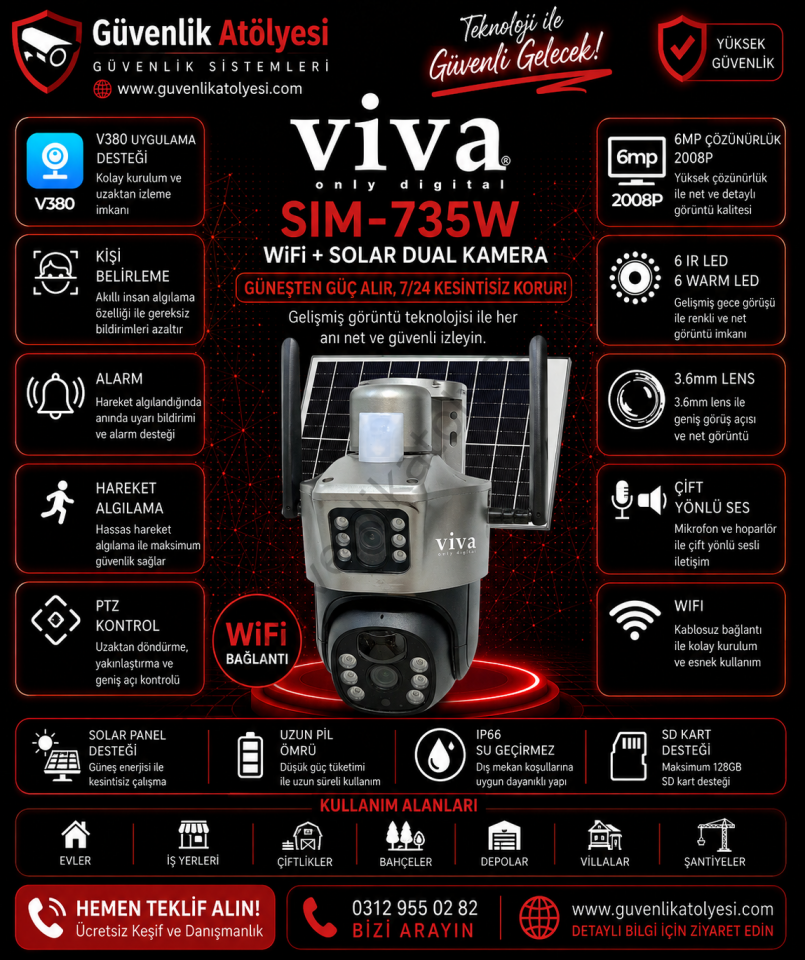 VIVA -735W WIFI+SOLAR V380 DUAL KAMERA