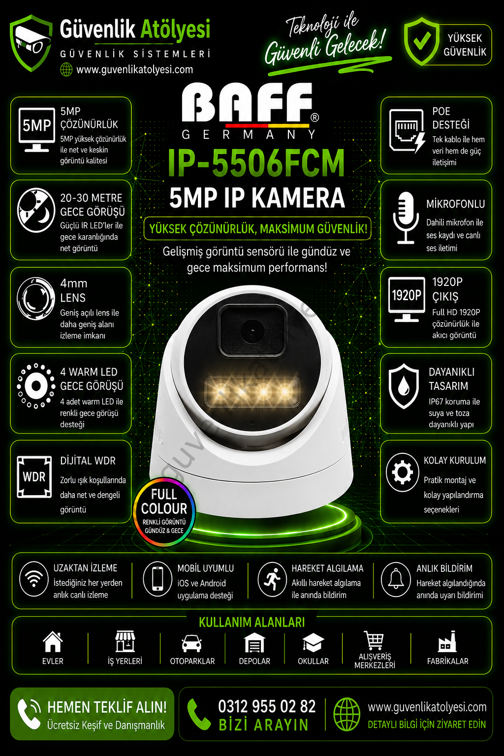 BAFF IP-5506FCM 4mm 5MP 4 WARM LED (MİKROFONLU) KAMERA