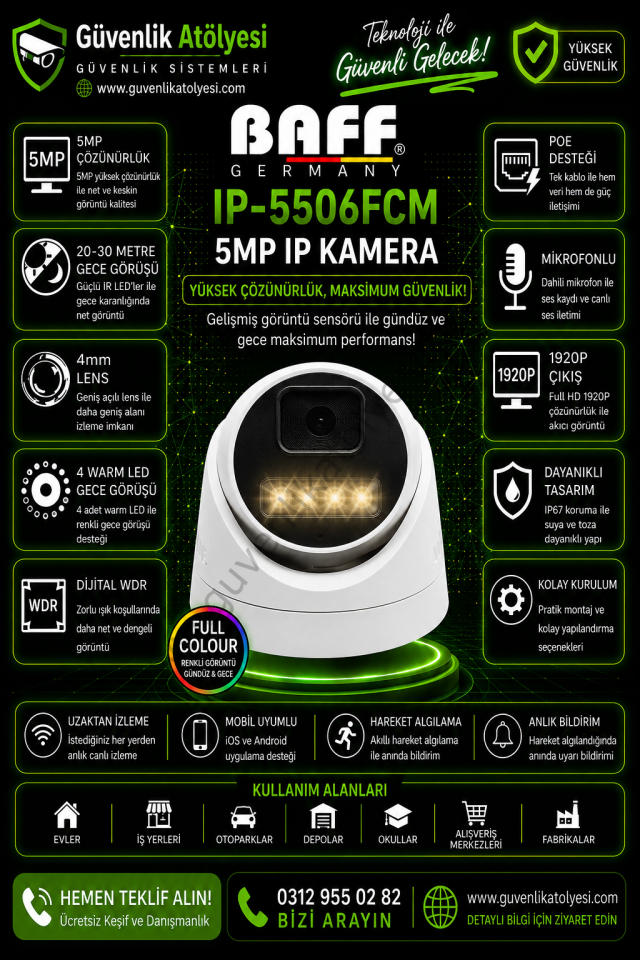BAFF IP-5506FCM 4mm 5MP 4 WARM LED (MİKROFONLU) KAMERA