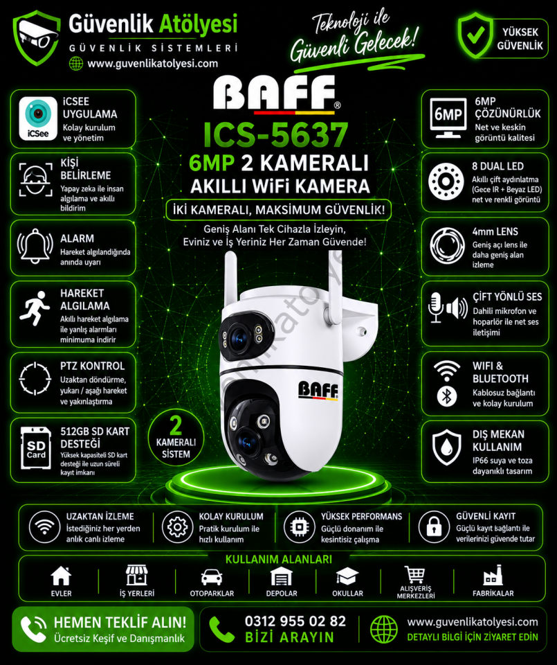 BAFF ICS-5637 2 KAMERALI 6MP AKILLI KAMERA