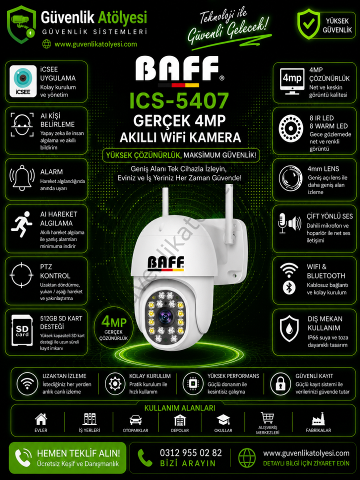 BAFF ICS-5407 GERÇEK 4MP AKILLI KAMERA