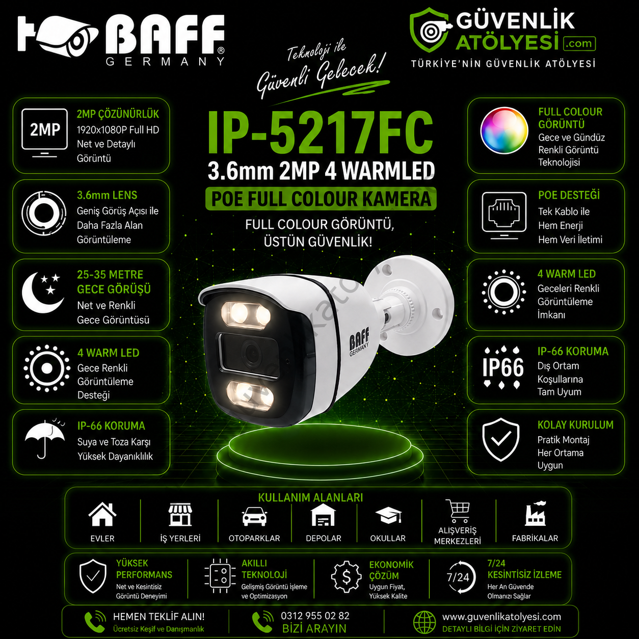 BAFF AHD-5517FC 3.6mm 5MP 4 WARM LED KAMERA