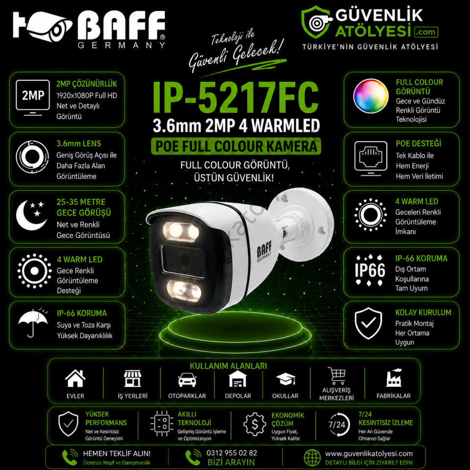BAFF AHD-5517FC 3.6mm 5MP 4 WARM LED KAMERA