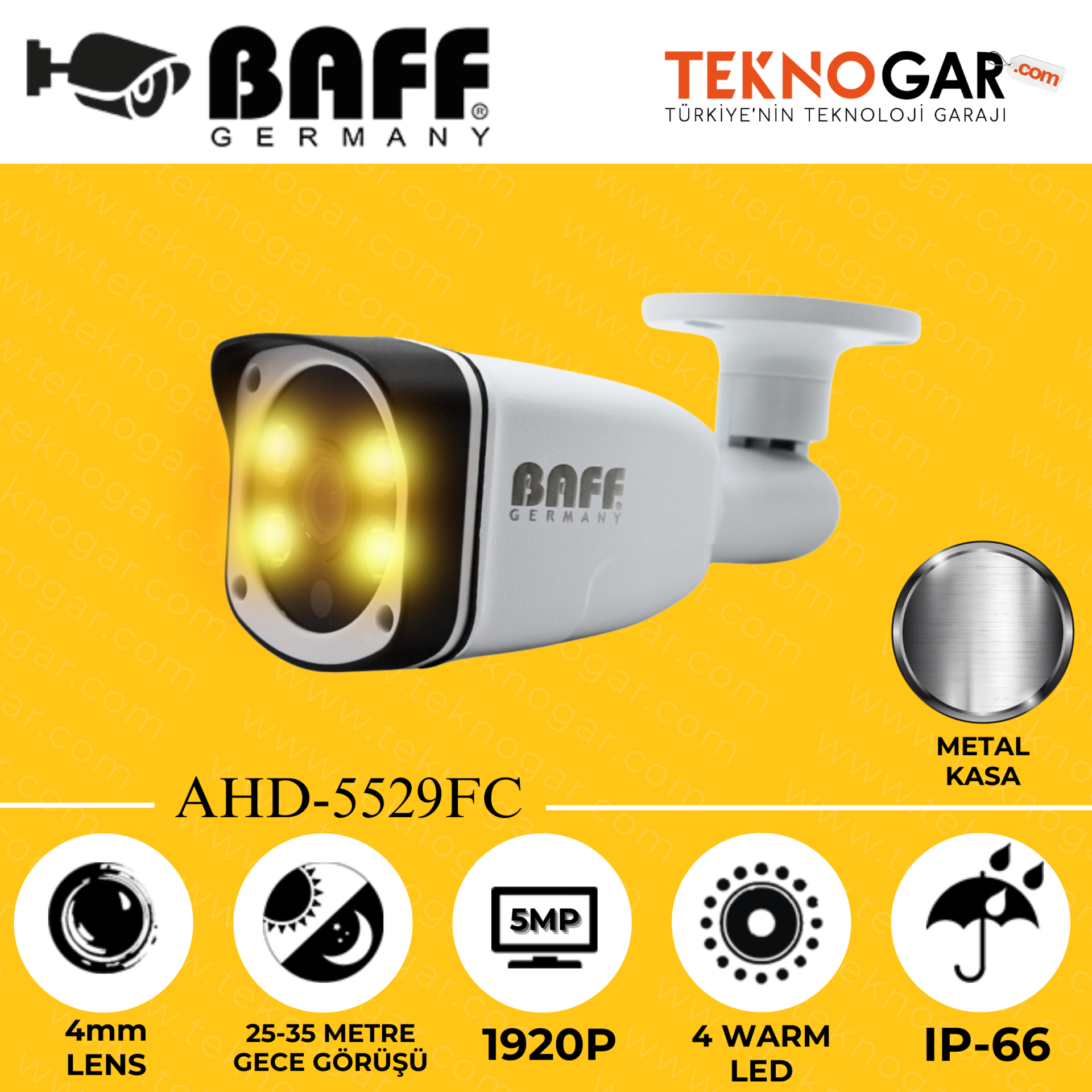 BAFF AHD-5529FC 4mm 5MP 4 WARM LED