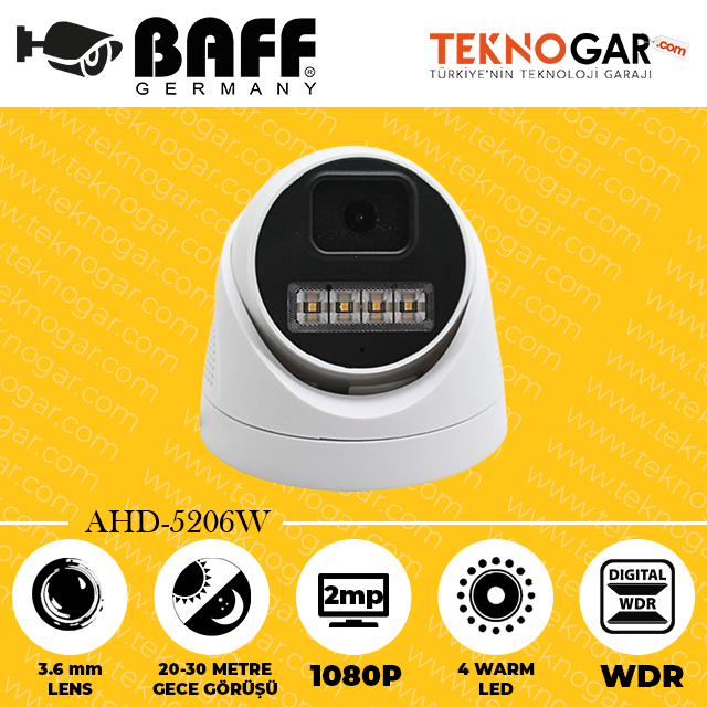 BAFF AHD-5206W 3.6mm 2MP 4 WARM LED