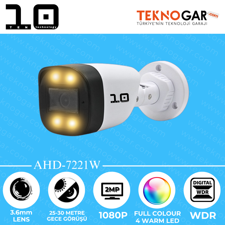 TEN10 AHD-7221W 3.6mm 2MP 4 WARM LED