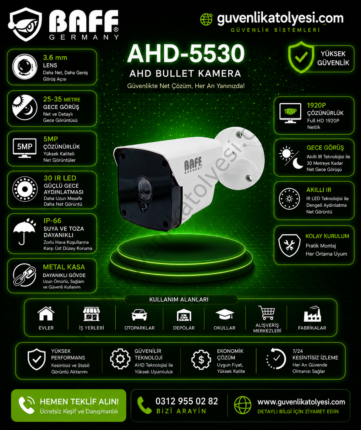 BAFF AHD-5530 3.6mm 5MP 30 IR LED