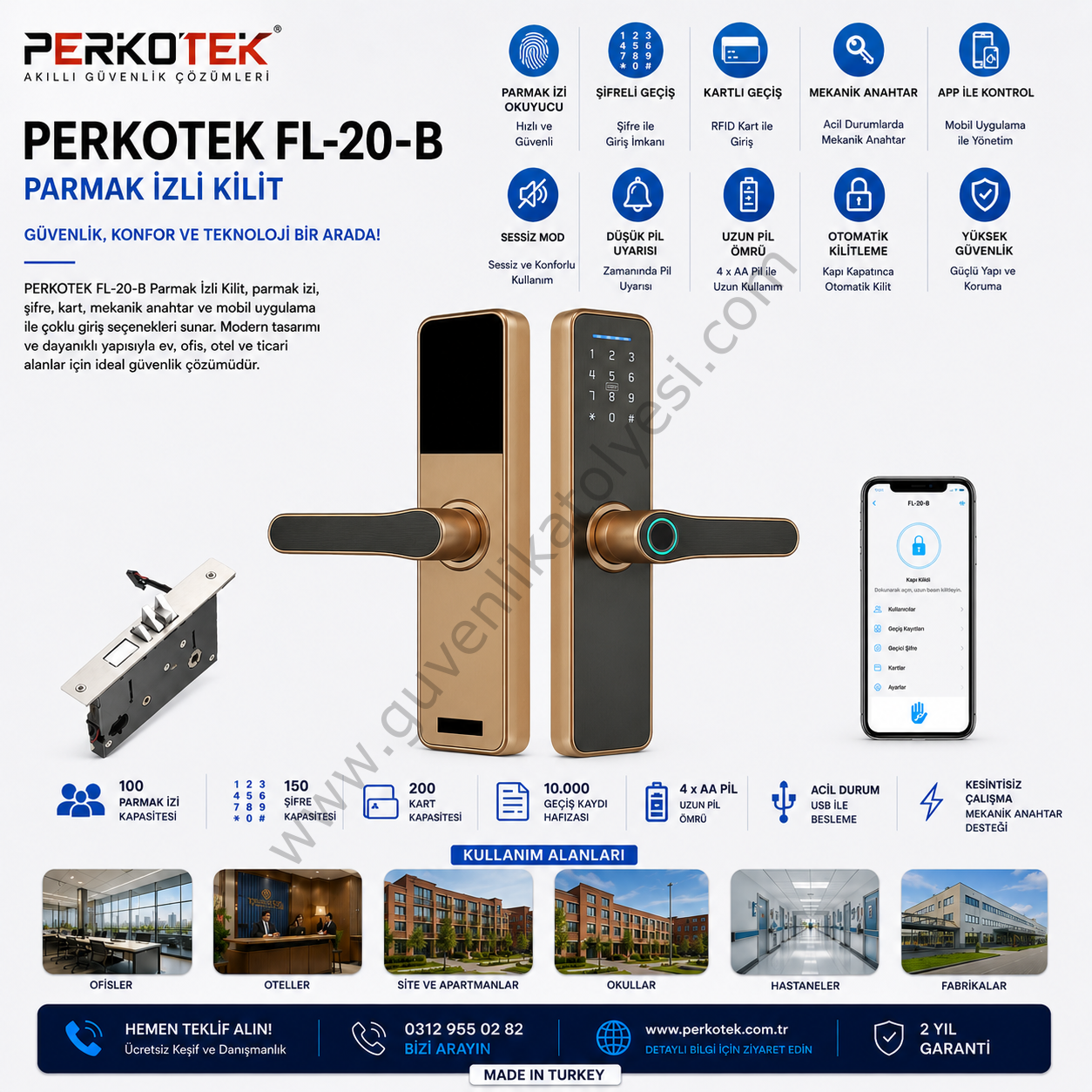 PERKOTEK FL-20-B PARMAK İZLİ KİLİT