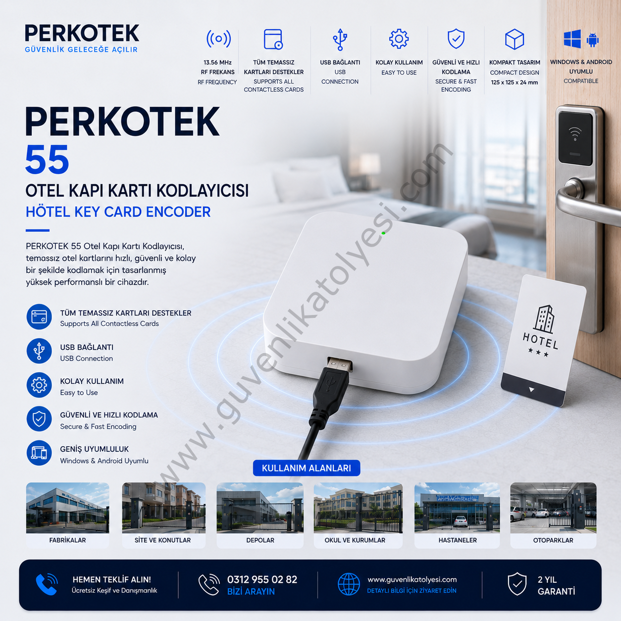 PERKOTEK 55 OTEL KAPI KARTI KODLAYICISI