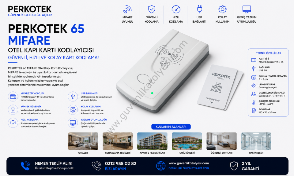 PERKOTEK 65 MIFARE OTEL KAPI KARTI KODLAYICISI