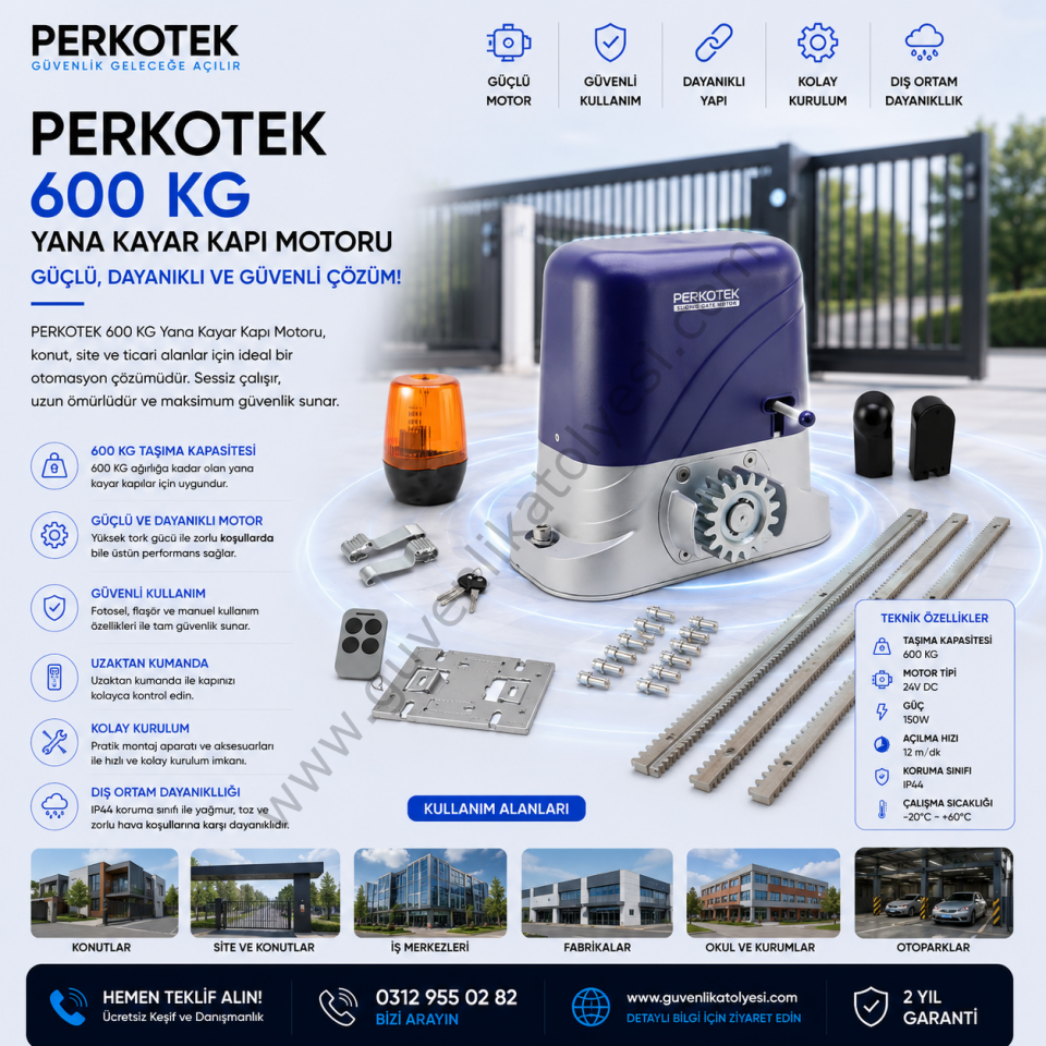 PERKOTEK 600 KG Yana Kayar Kapı Motoru