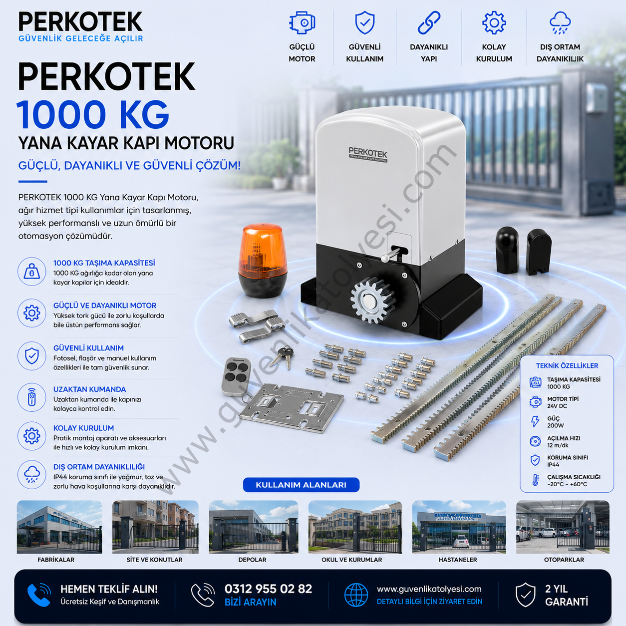 PERKOTEK 1000 KG Yana Kayar Kapı Motoru