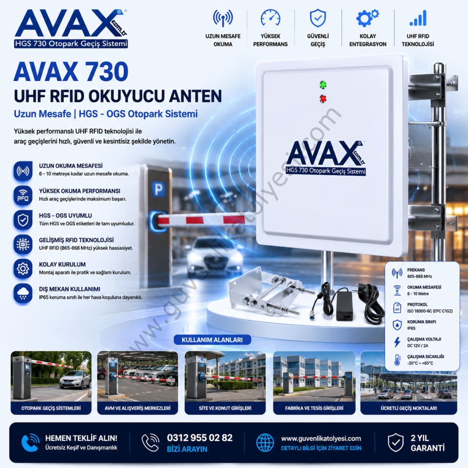 AVAX 730 OGS-HGS Otopark Sistemi Uzun Mesafe UHF RFID Okuyucu Anten
