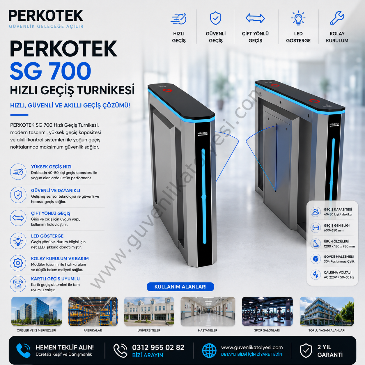 PERKOTEK SG 700 Hızlı Geçiş Turnikesi