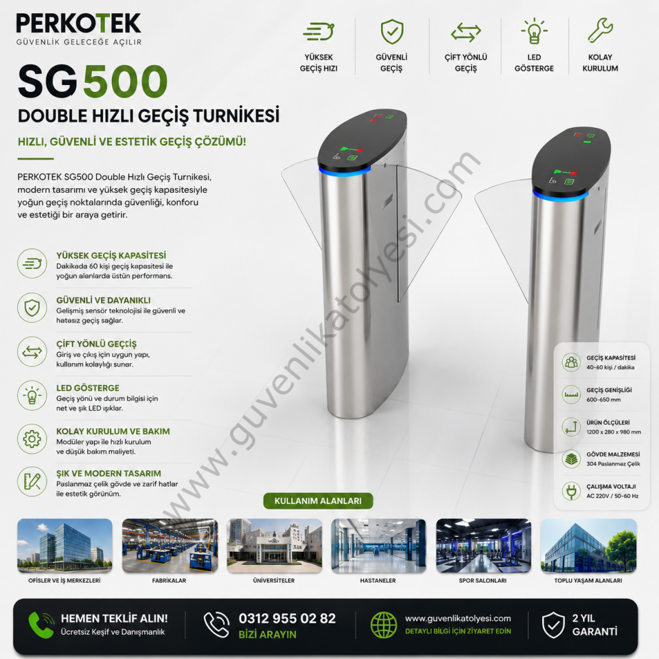 PERKOTEK SG500 Hızlı Geçiş Turnikesi