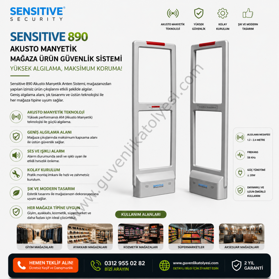 SENSITIVE 890 Akusto Manyetik Mağaza Ürün Güvenlik Sistemi Anteni
