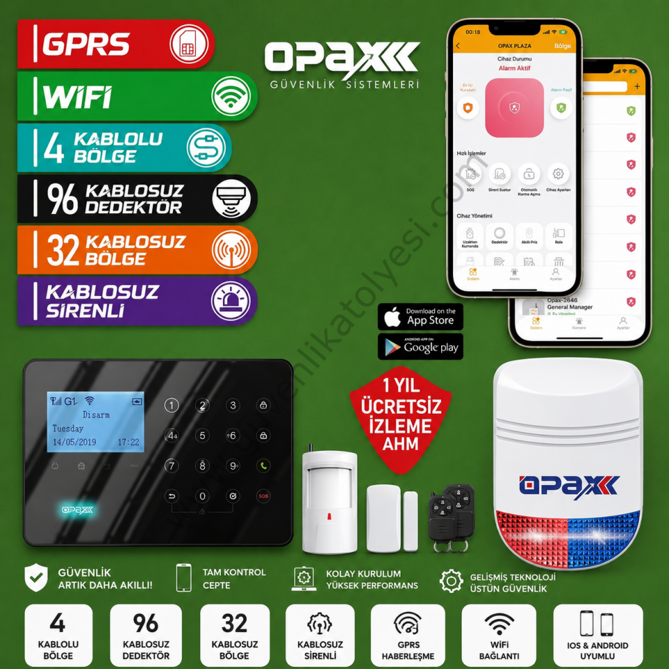 ARD-575+ BGR-09 GPRS | GSM | WİFİ KABLOLU & KABLOSUZ ALARM PANELİ ve BGR - 09 KABLOSUZ SİRENLİ SİRENLİ FULL SET