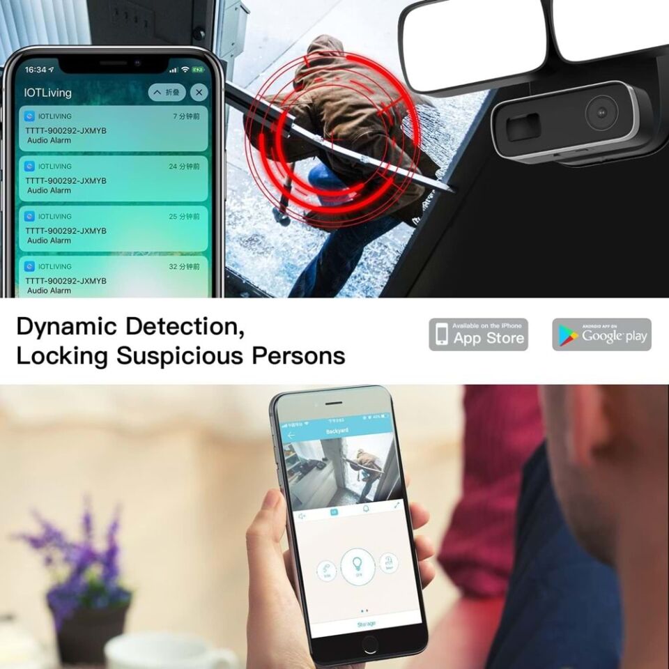 OPAX-90120 PROJEKTÖRLÜ WiFi KAMERA / ALARM / KARŞILIKLI KONUŞMA / HAREKET SENSÖRÜ / SD KART DESTEĞİ