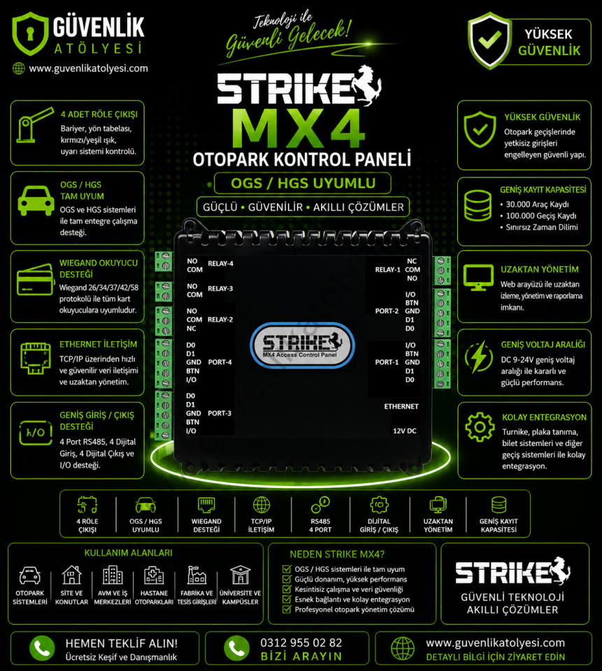 STRIKE MX4 OTOPARK KONTROL PANELİ OGS HGS
