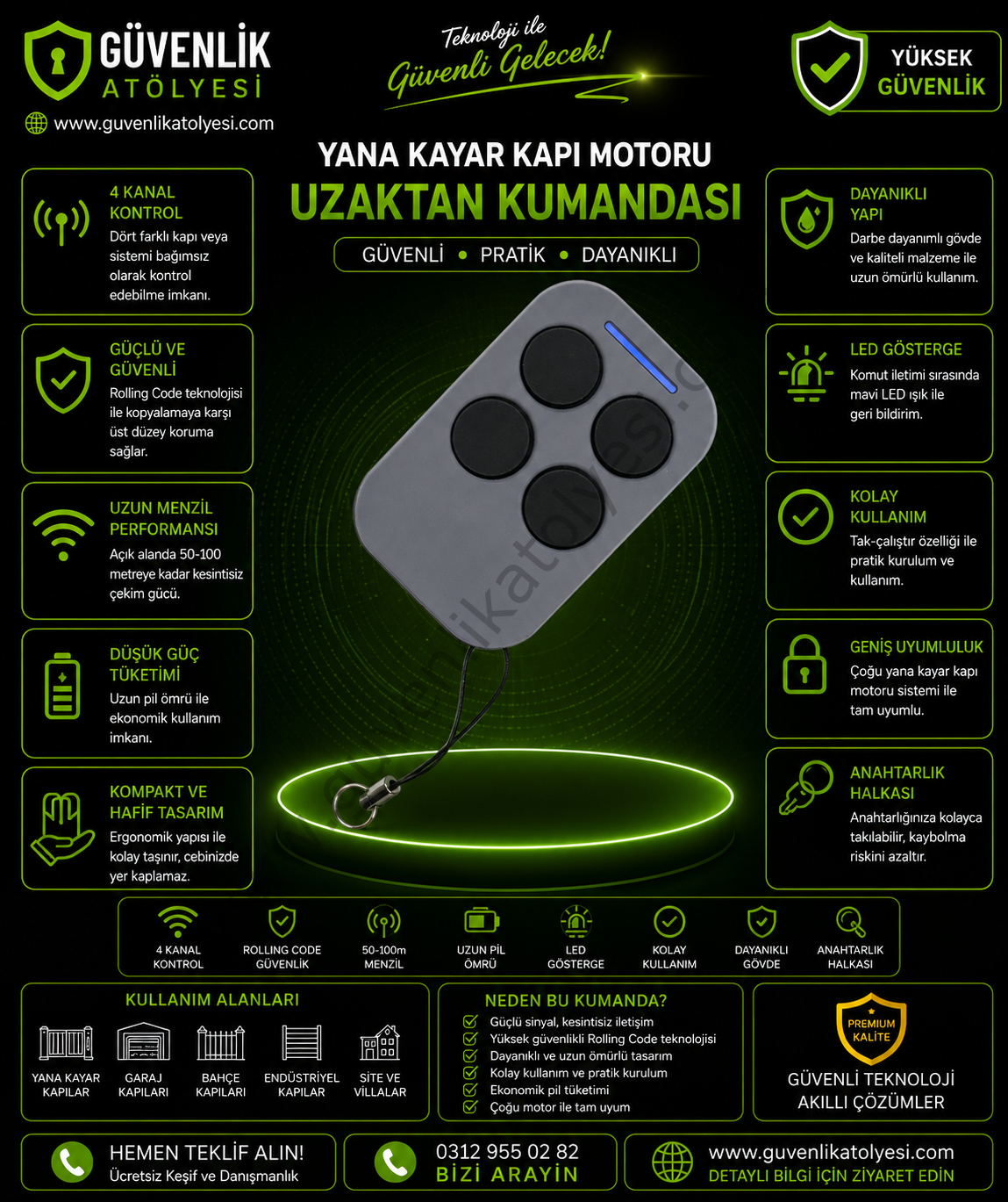 Yana Kayar Kapı Motoru Uzaktan Kumandası