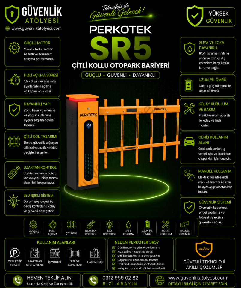 Perkotek SR5 Çitli Kollu Otopark Bariyeri