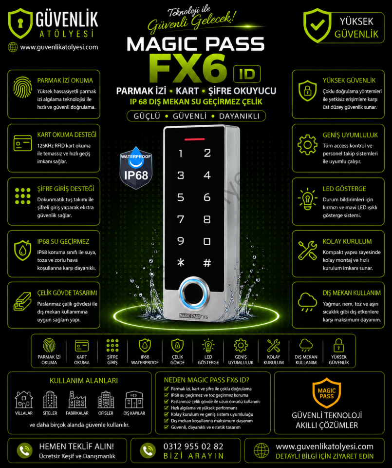 Magic Pass FX6 ID Parmak izi kart ve şifre okuyucu