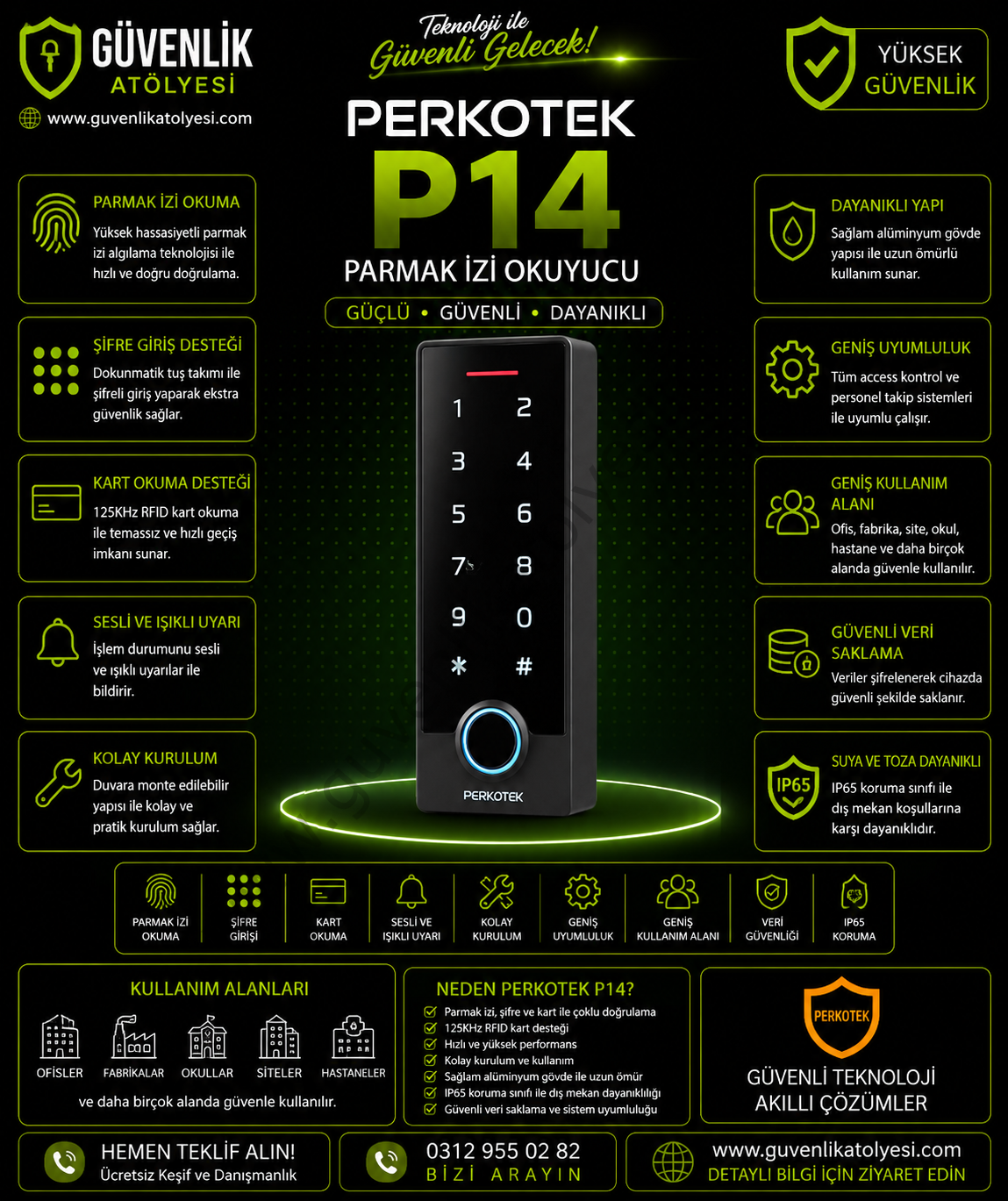 Perkotek P 14 Parmak izi Okuyucu